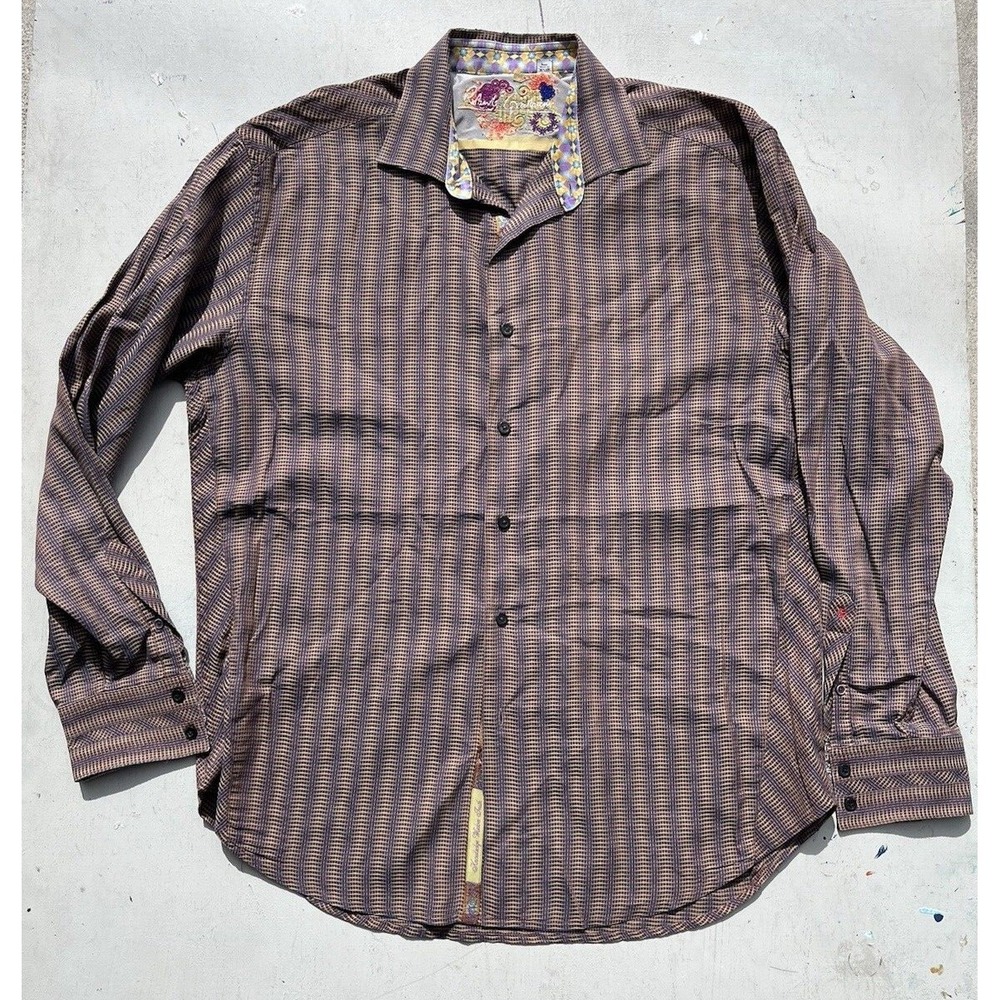 Men's Robert Graham Shirt Multicolor Solid Button-Down XL Vibrant City Preppy